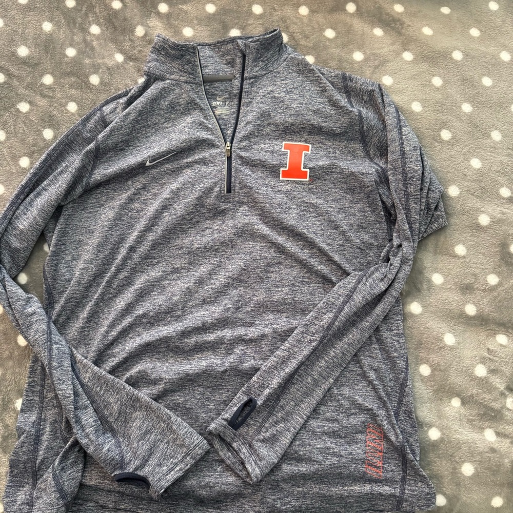 Nike Heather Blue Quarter-Zip Pullover with Orange 'I' Patch